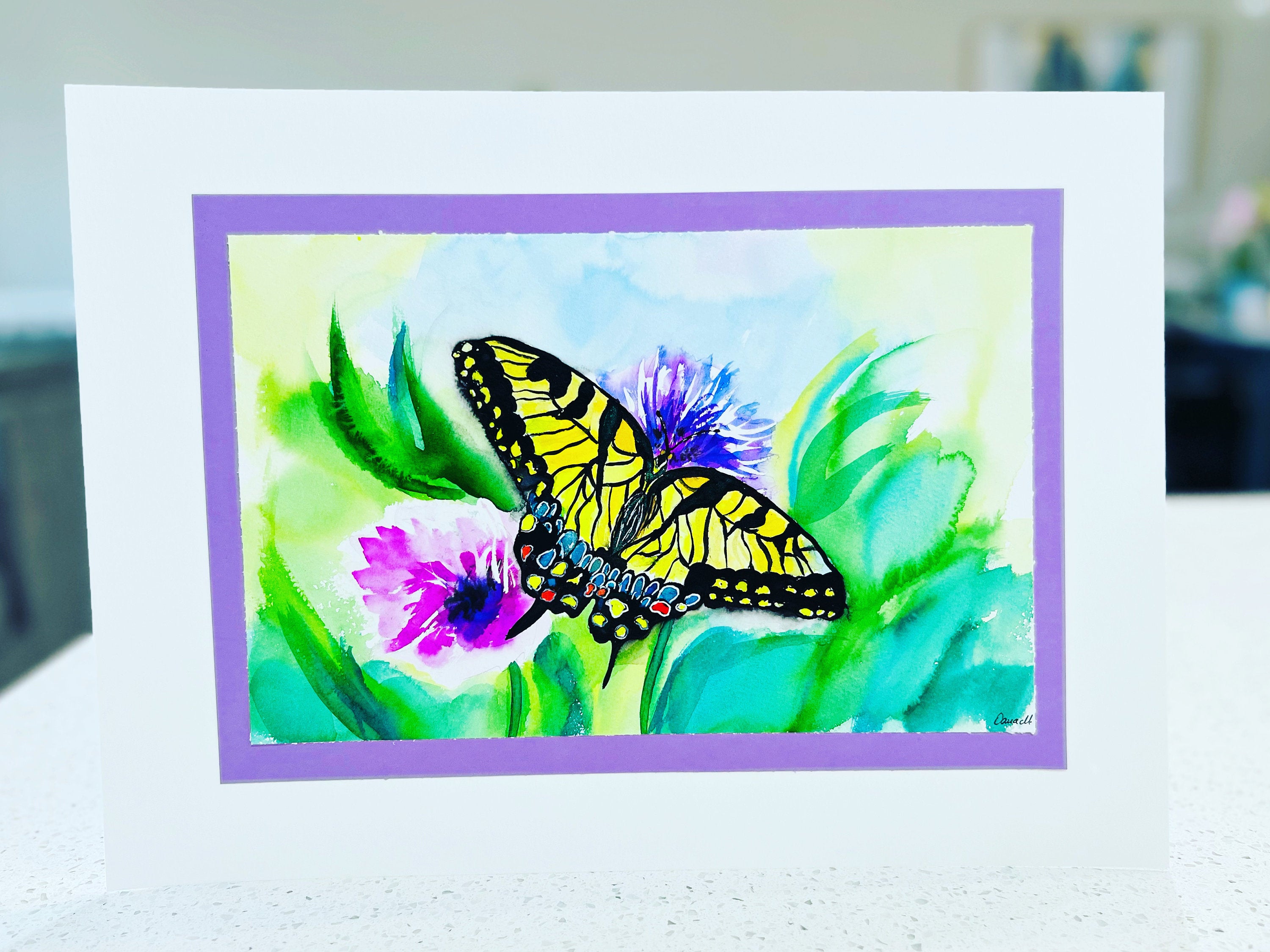 Yellow Butterfly- Original Watercolor Painting-11x14 inches