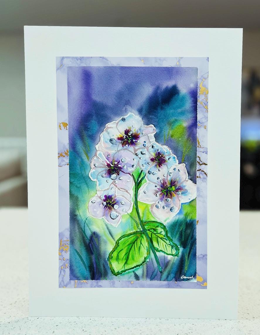 Violet Flowers After the Rain – Original Watercolor Painting – 11x15 inches