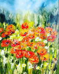 Poppies Meadow - Original Oil Painting on Canvas-12x16 inches