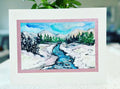 Pink Snow Sunset – Original Watercolor Painting – 11x8.5 inches