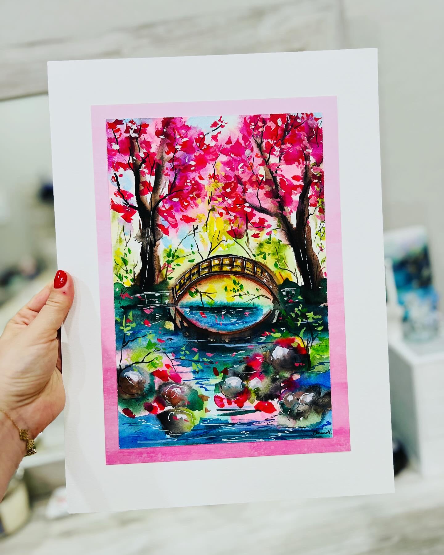 Cherry Blossoms - Original Watercolor Painting- 11x 14 inches