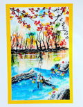 Fall Lake Landscape- Original Watercolor Painting