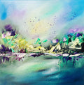 Abstract Lake - Original Oil Painting- 12x12 inches
