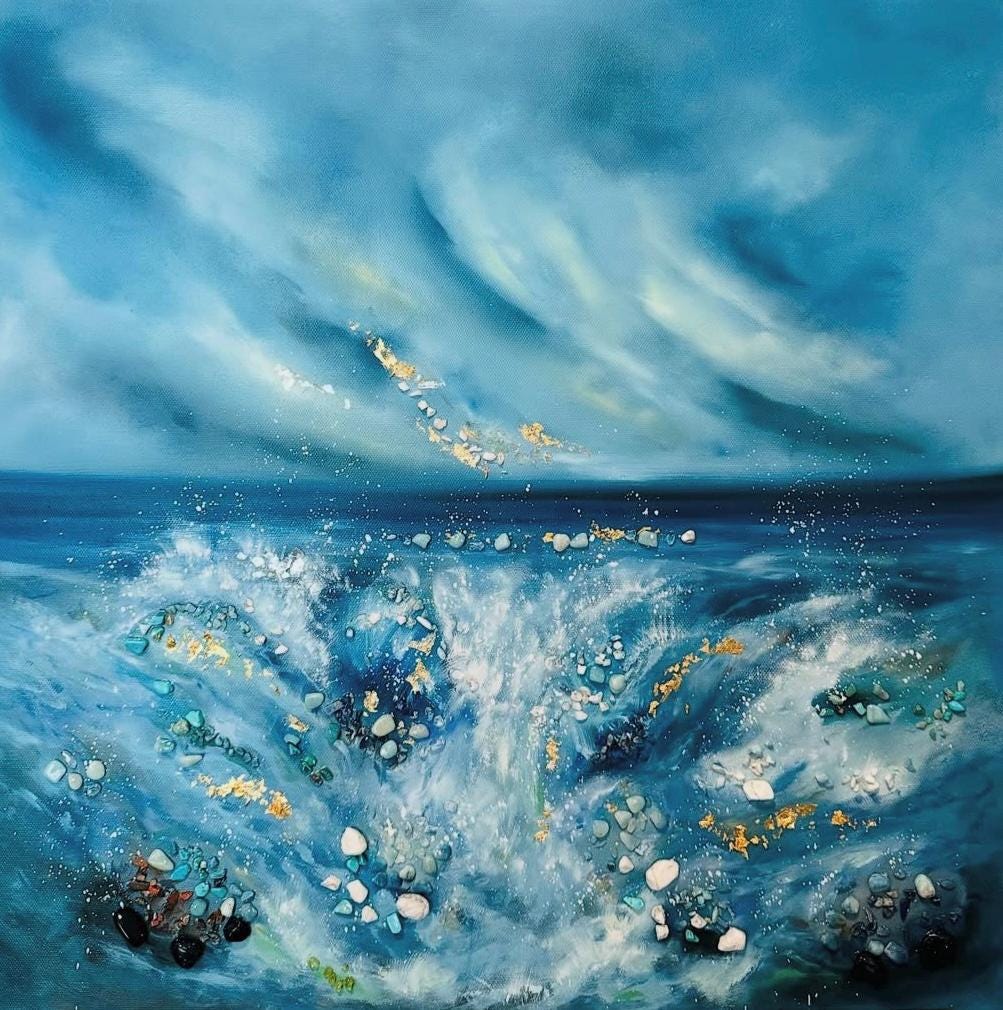 The Storm – Framed Original Oil Painting with Crystal Embellishments