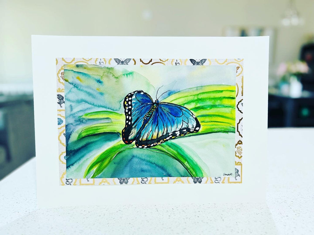 Blue Morph Butterfly- Original Watercolor Painting