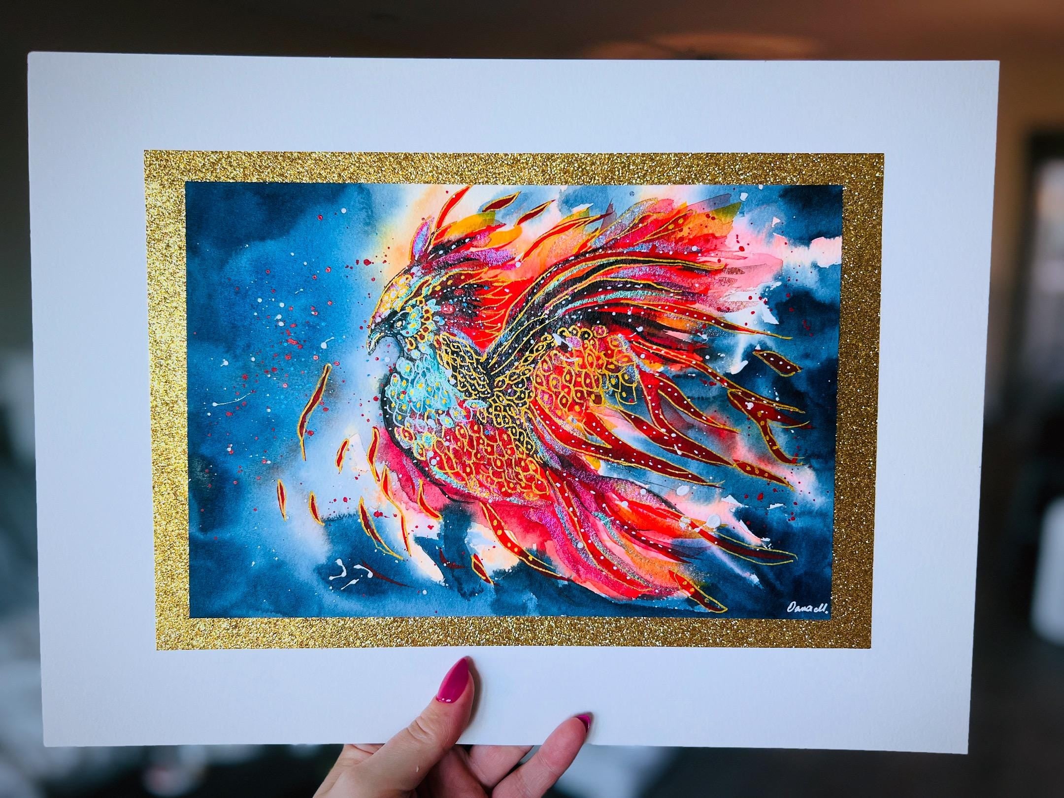 Rising Phoenix – Original Watercolor Painting – 15x11 inches