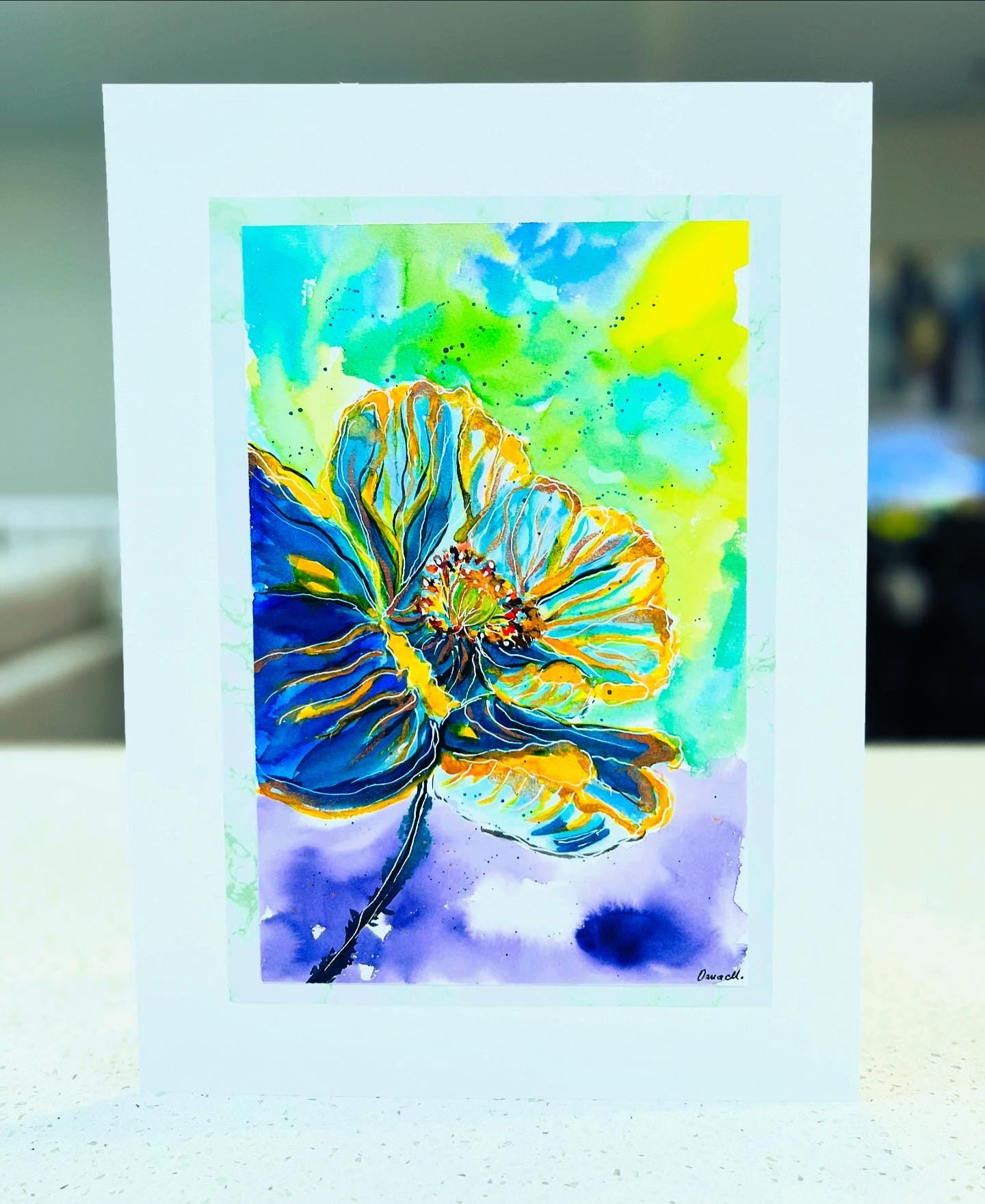 Blue Poppy – Original Watercolor Painting – 11x15 inches