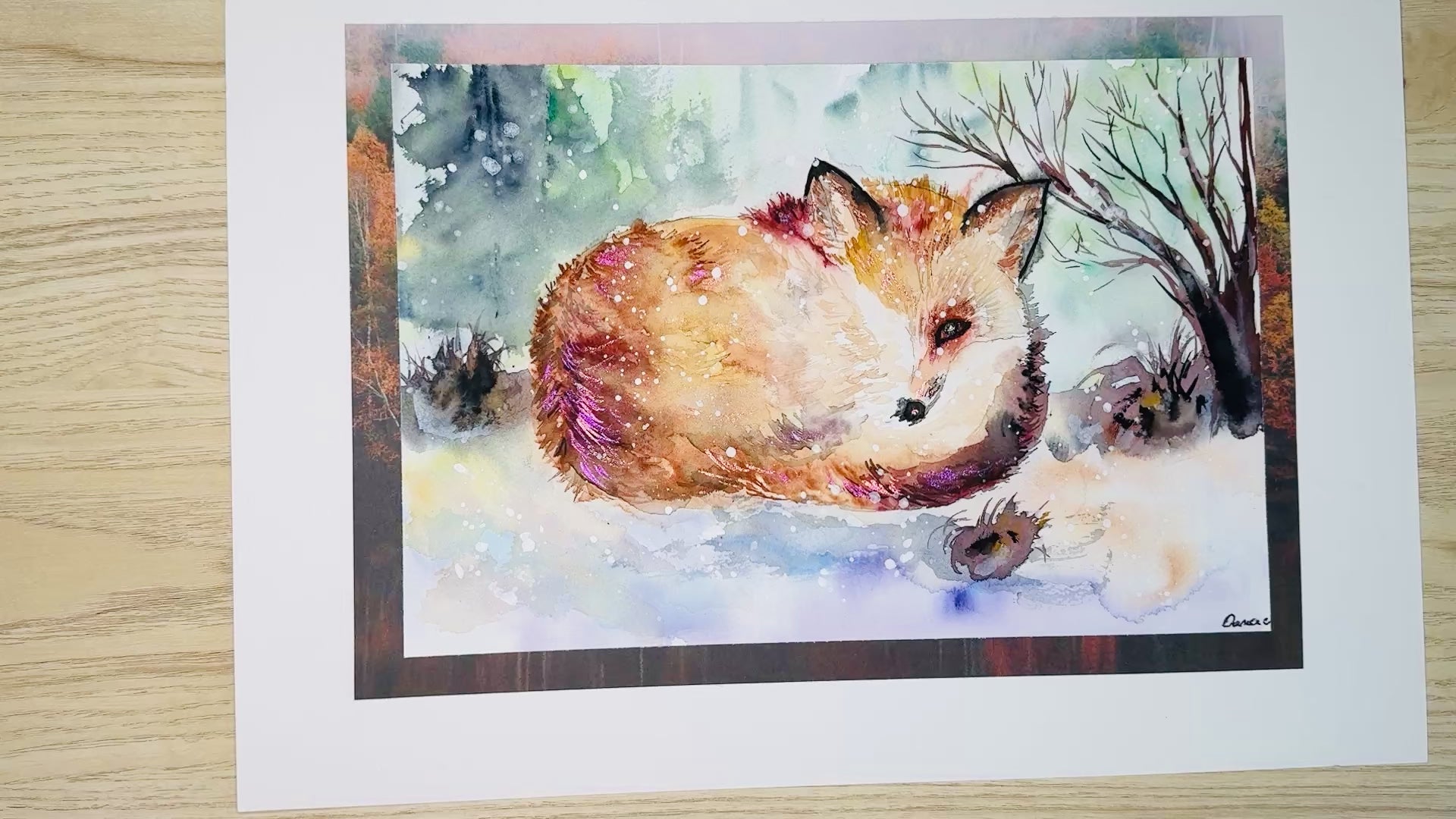 Fox In The Snow- Original Watercolor Painting- 11x 15 inches