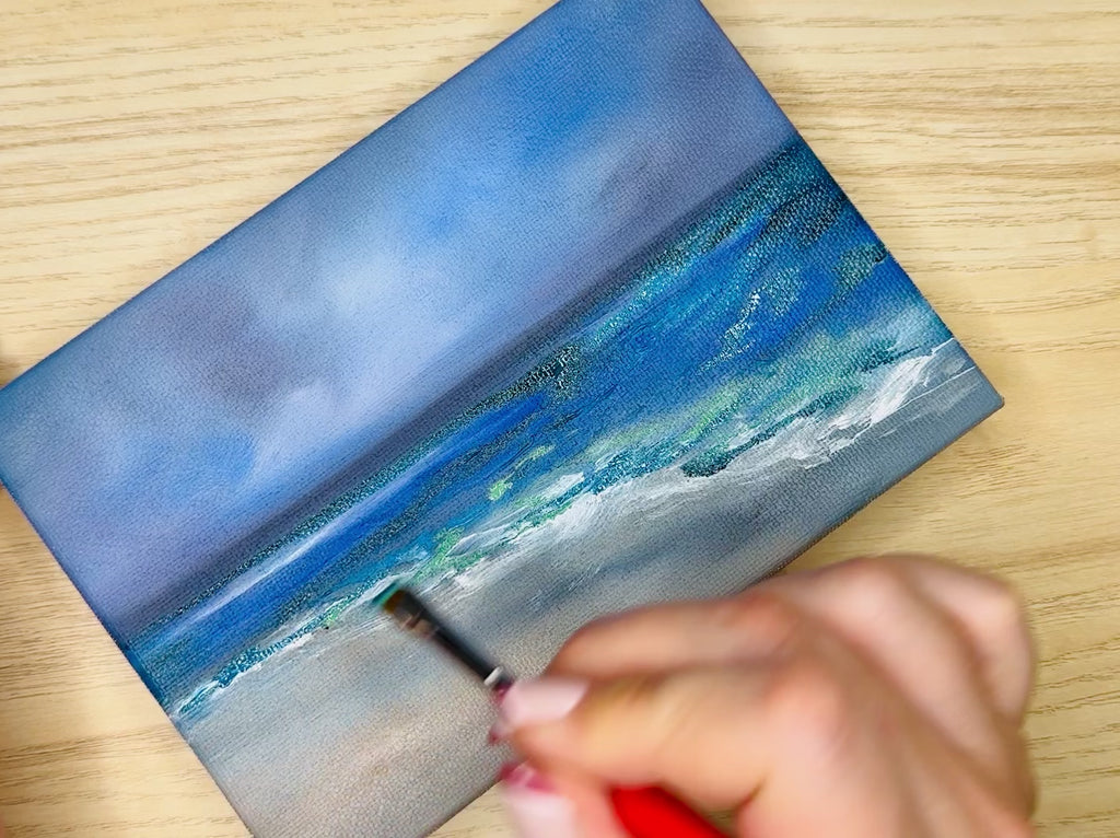 Cloudy Ocean Scene – Original Oil Painting – 5x7 inches